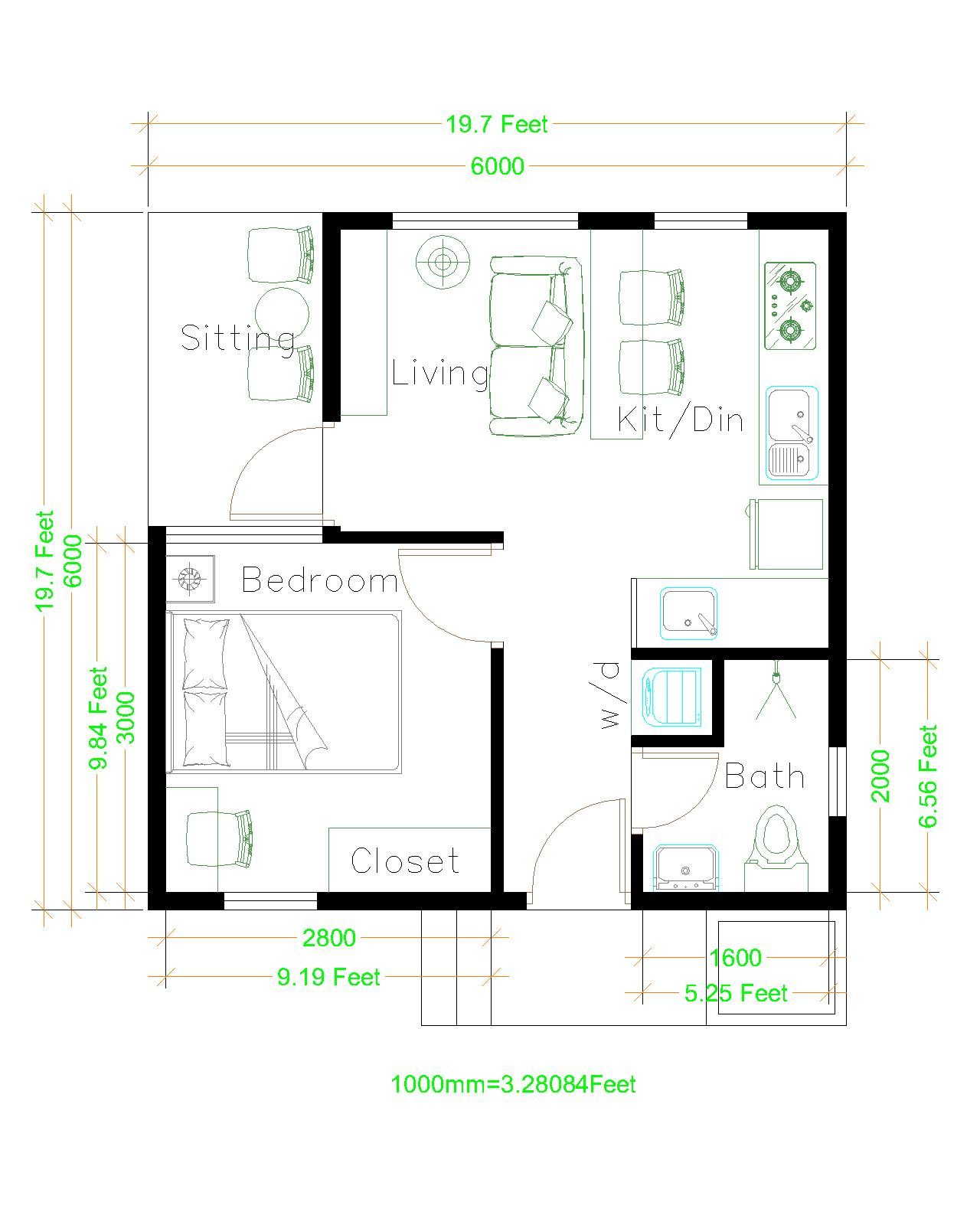 small-house-plans-6x6-with-one-bedroom-hip-roof-house-plans-3d